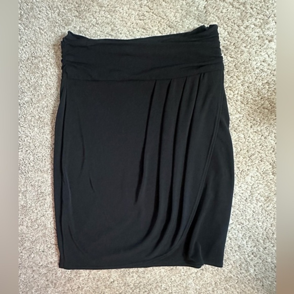 Cache Black Faux Wrap Black Skirt XS